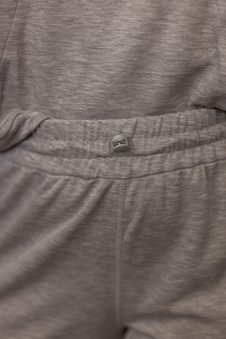 grey scuba knit elastic waist pants