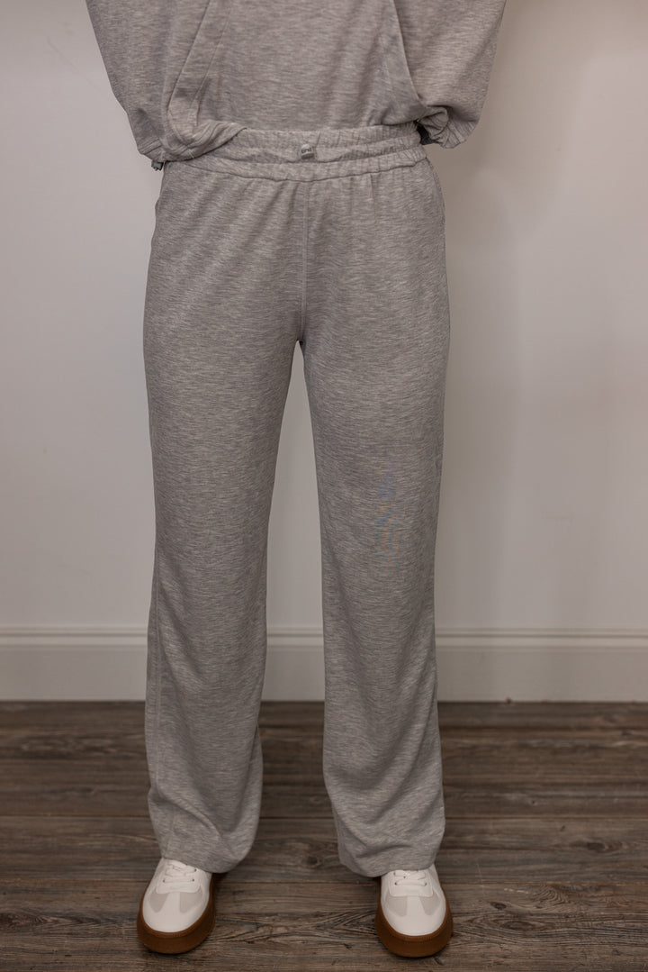 grey scuba knit elastic waist pants