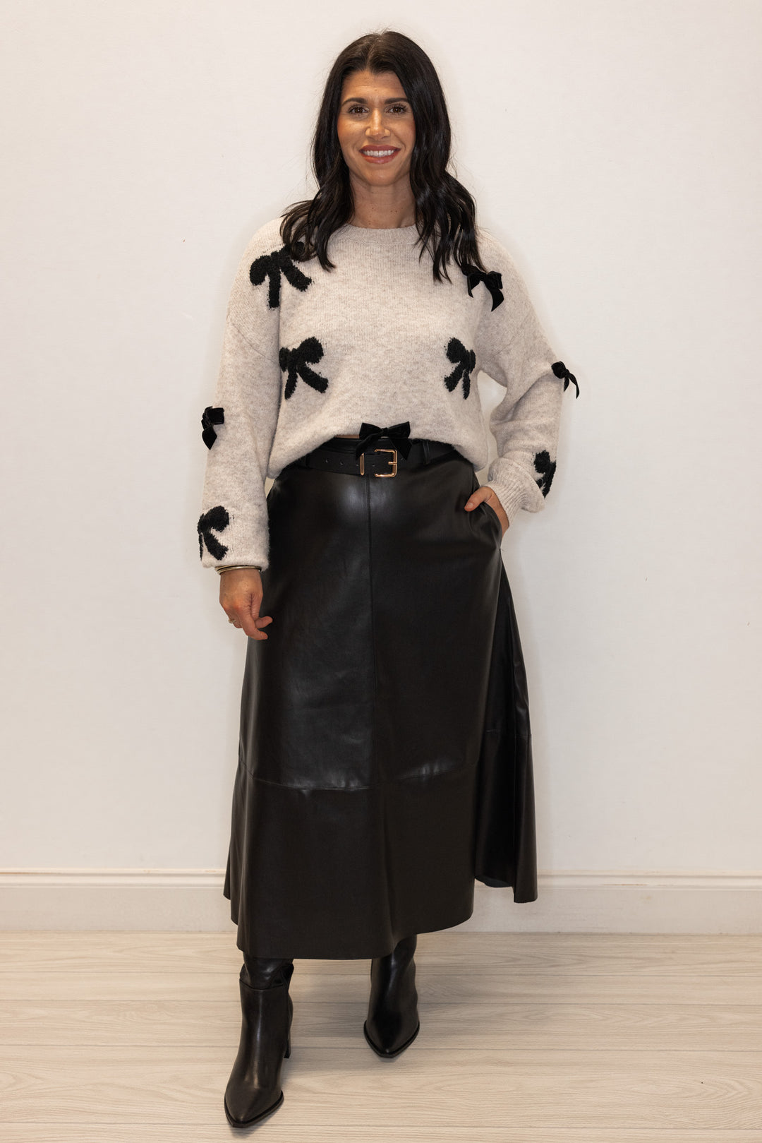 Velvet Bow Perfection Cream Sweater