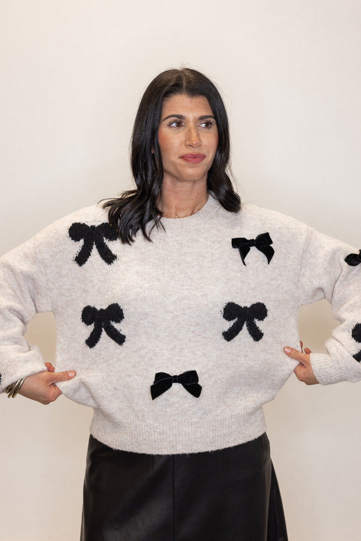 Velvet Bow Perfection Cream Sweater