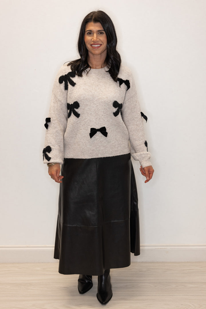 Velvet Bow Perfection Cream Sweater