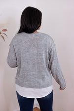 grey layered sweater top