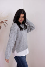 grey layered sweater top