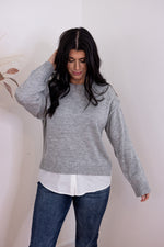 grey layered sweater top