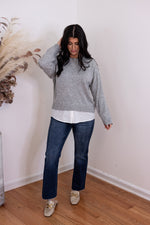 grey layered sweater top