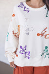 sequin skeleton halloween sweatshirt top