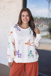 sequin skeleton halloween sweatshirt top