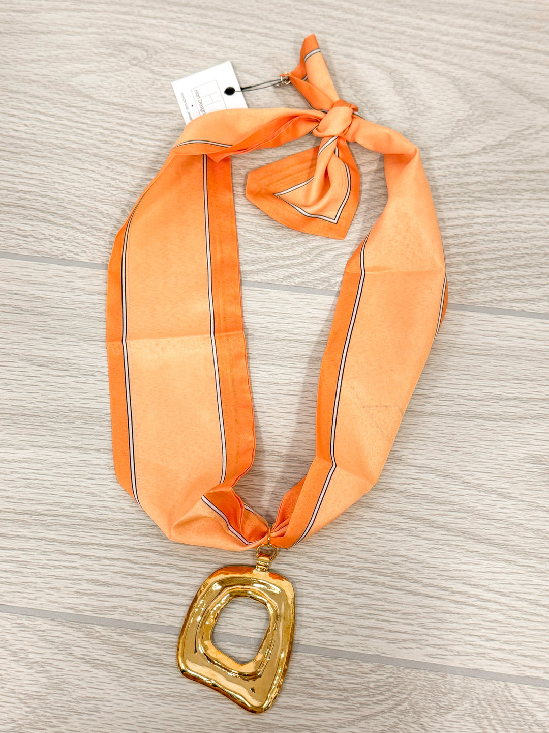 hart designs orange stripes scarf necklace