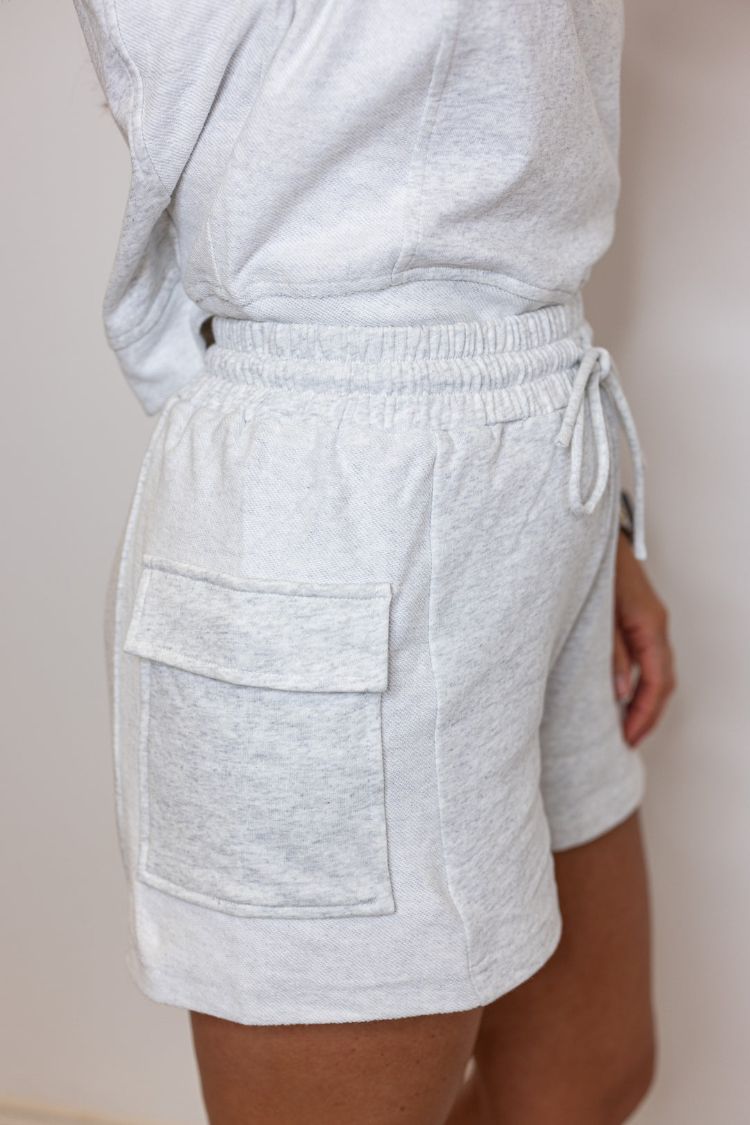 heather grey comfy cute matching shorts set