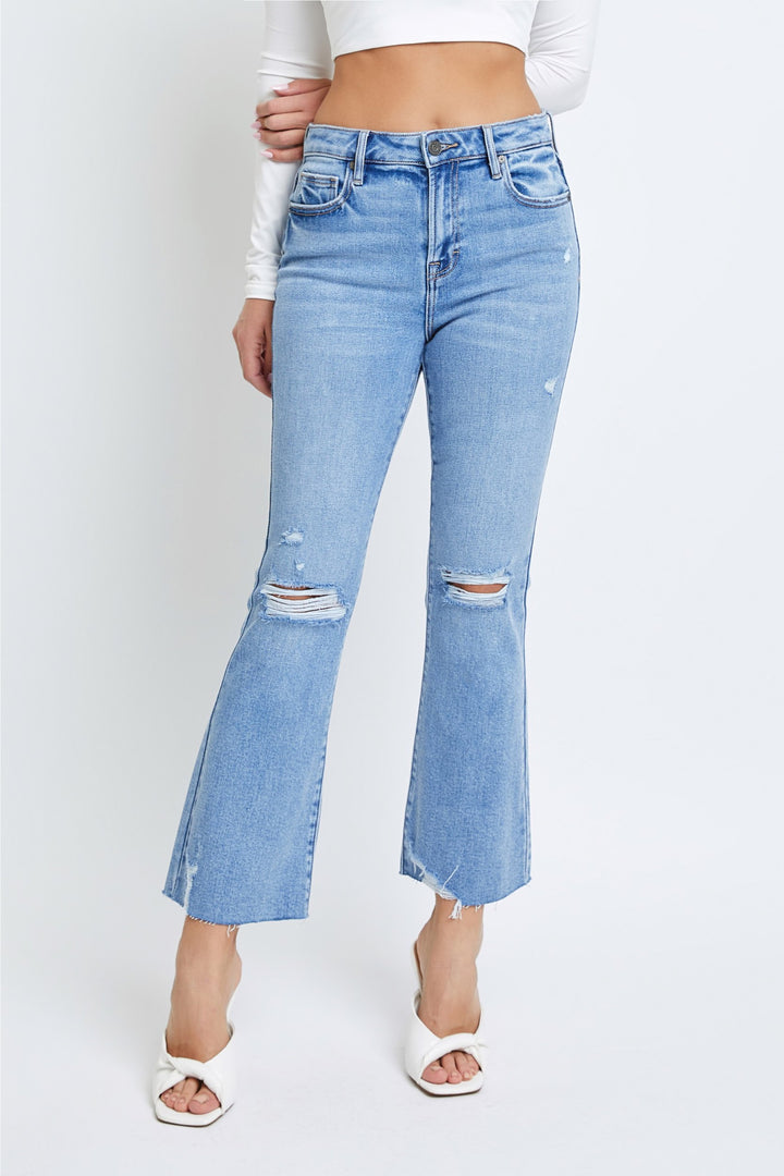 hidden jeans happi light cropped flare denim