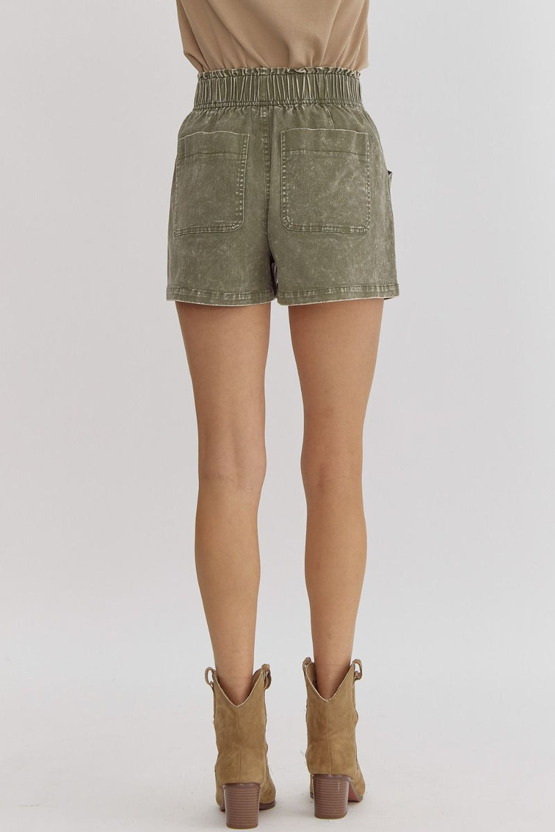 Comfy Times Olive Twill Shorts