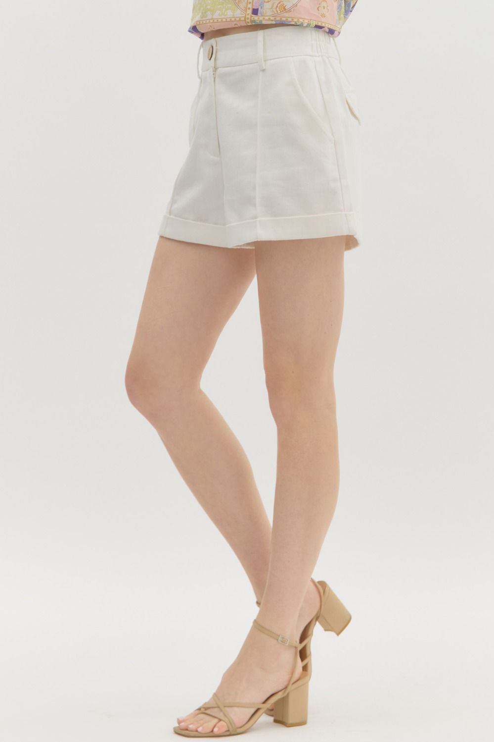 white twill denim shorts entro