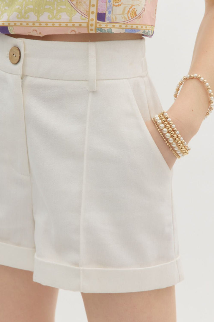 white twill denim shorts entro