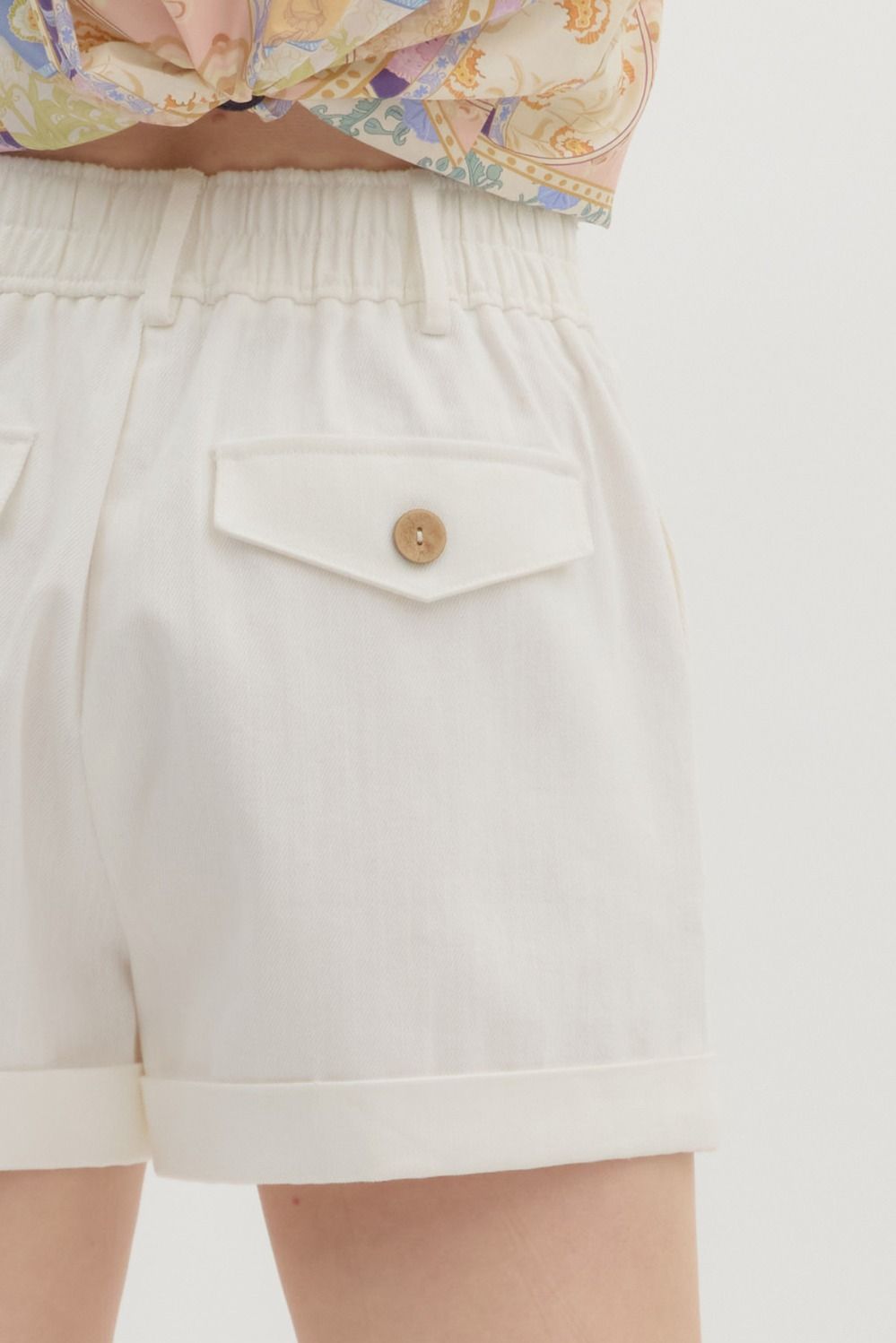 white twill denim shorts entro