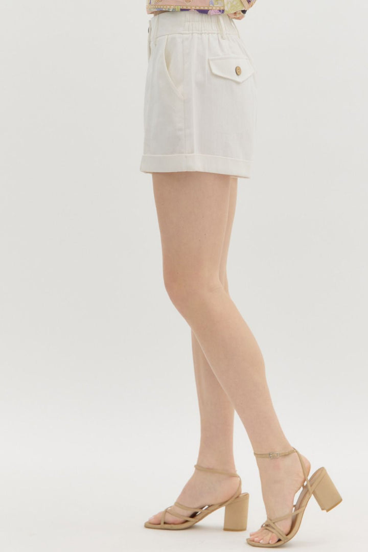 white twill denim shorts entro