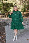 green lace crochet holiday dress