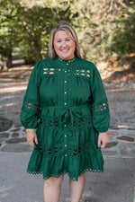 green lace crochet holiday dress