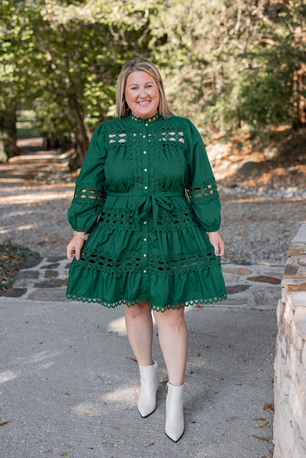 dark green lace crochet dress