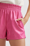 Entro Hot pink faux leather shorts with elastic waistband