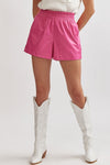 Entro Hot pink faux leather shorts with elastic waistband