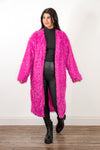 hot pink fur long jacket