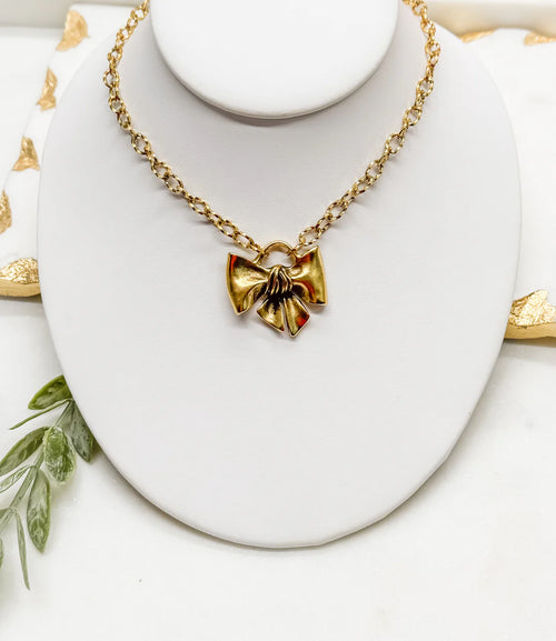 idlewild everyday bow necklace gold