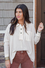 Ivory collared pullover top