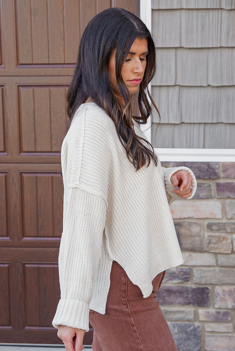 Ivory boxy semi cropped sweater