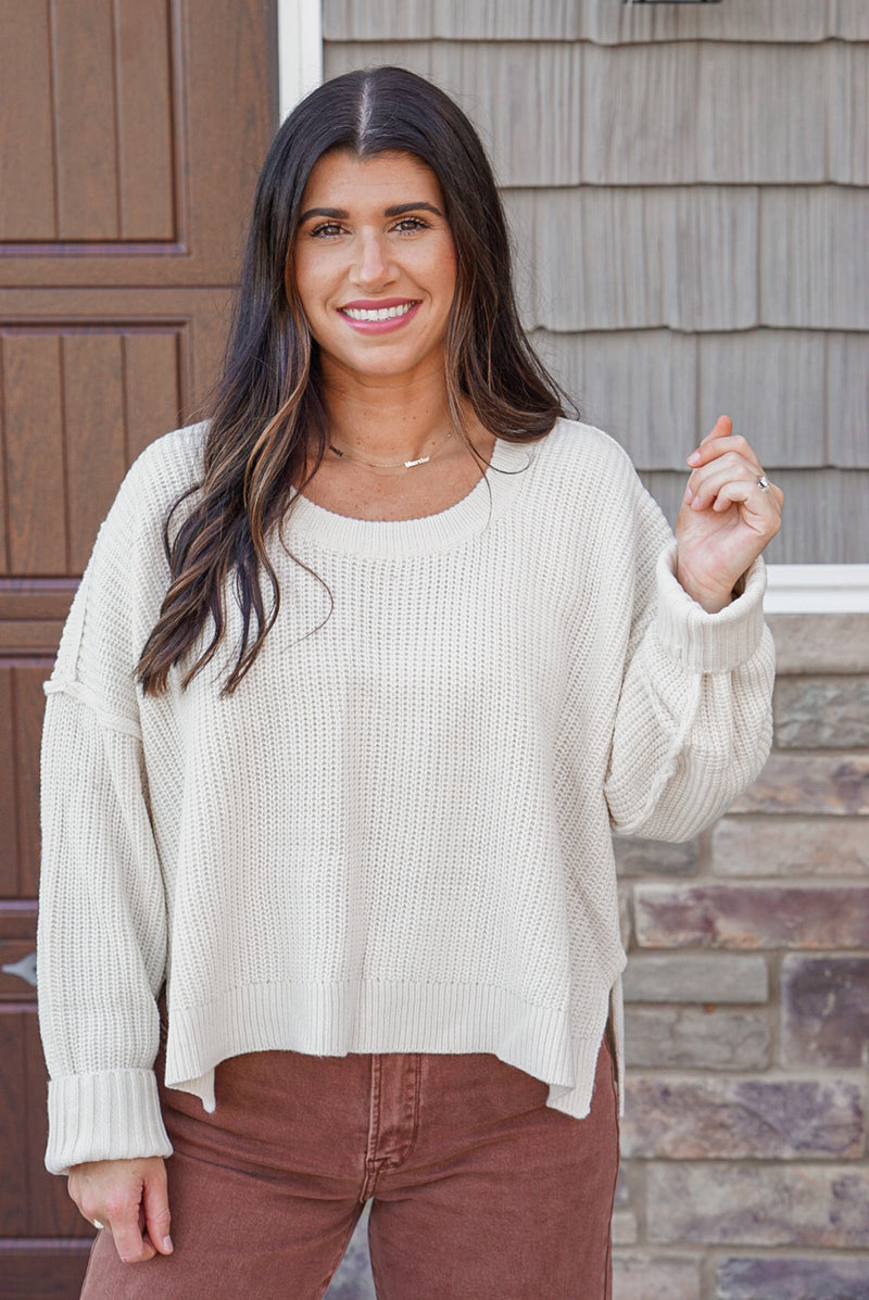 Ivory boxy semi cropped sweater