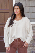 Ivory boxy semi cropped sweater