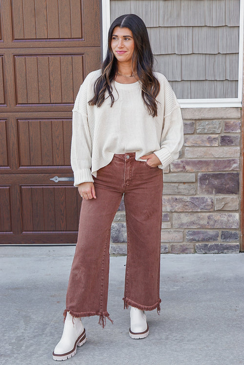 Ivory boxy semi cropped sweater