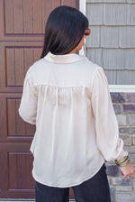 dressy satin cowl neck blouse