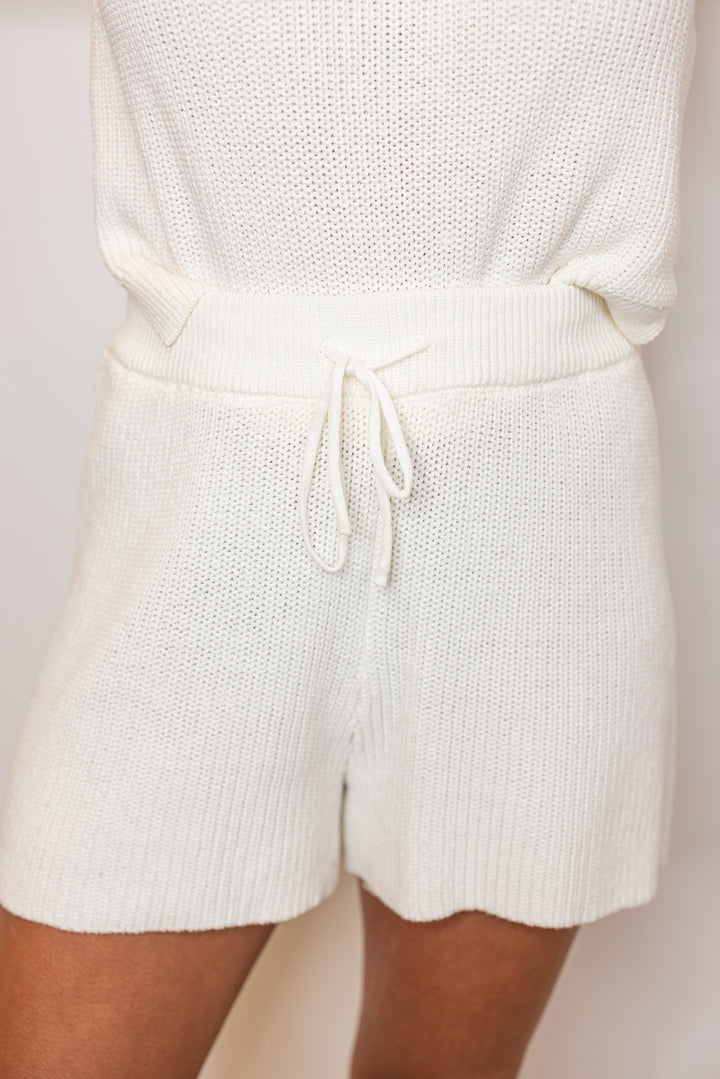 ivory summer knit shorts top matching set