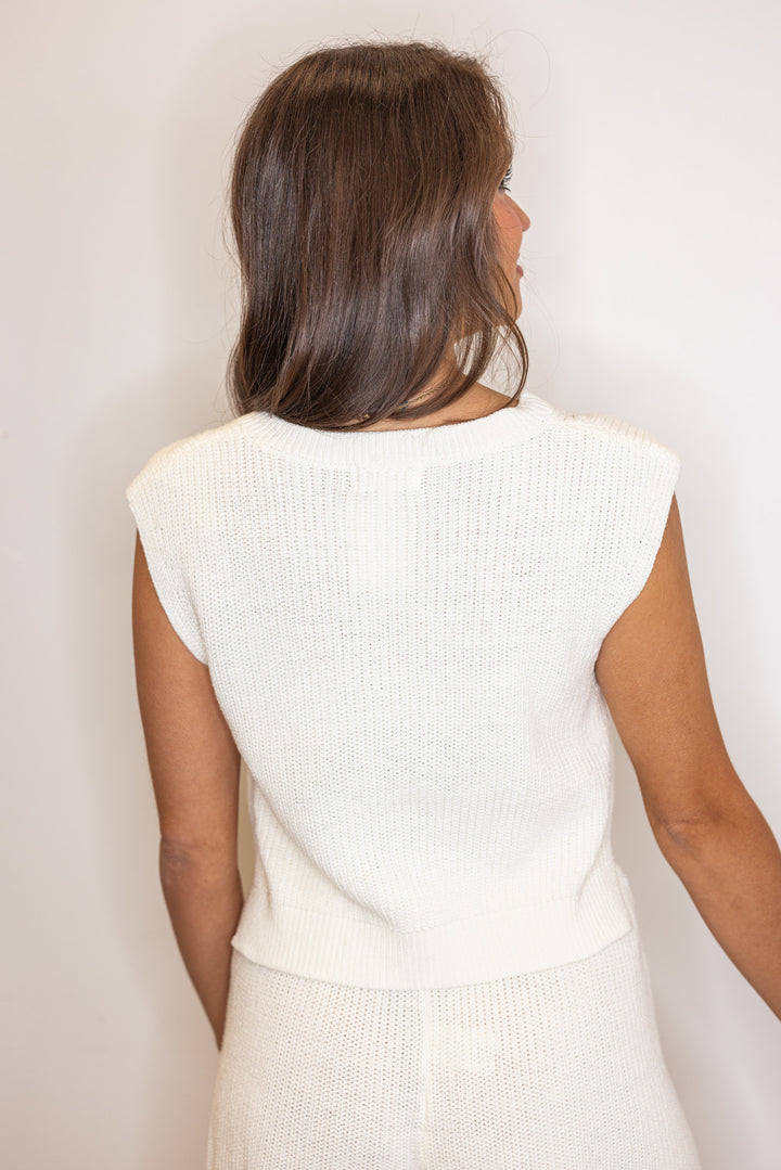 ivory summer knit shorts top matching set