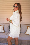 ivory satin pleated button down top