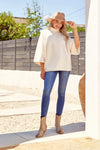 Jodifl Ivory turtleneck wide sleeve knit sweater