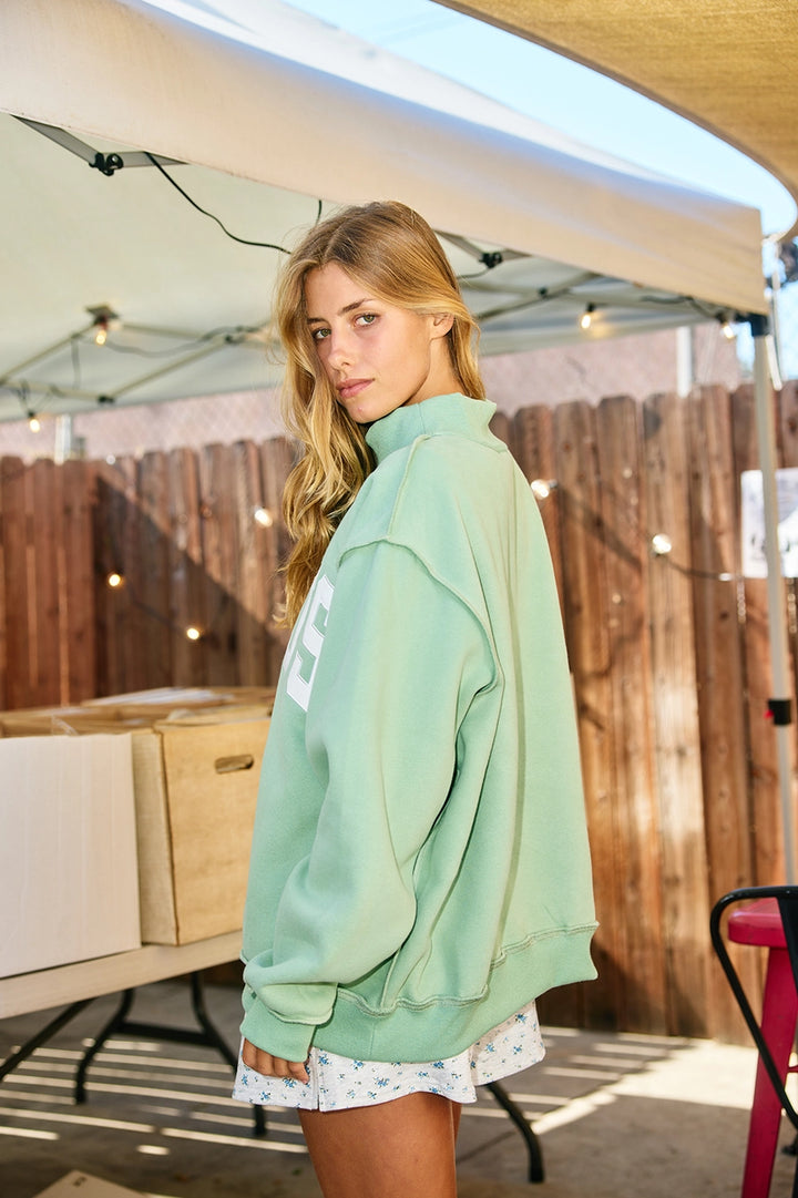 Jesus mock neck oversized sweatshirt by Bucketlist back