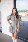 olive fitted bubble hem dress