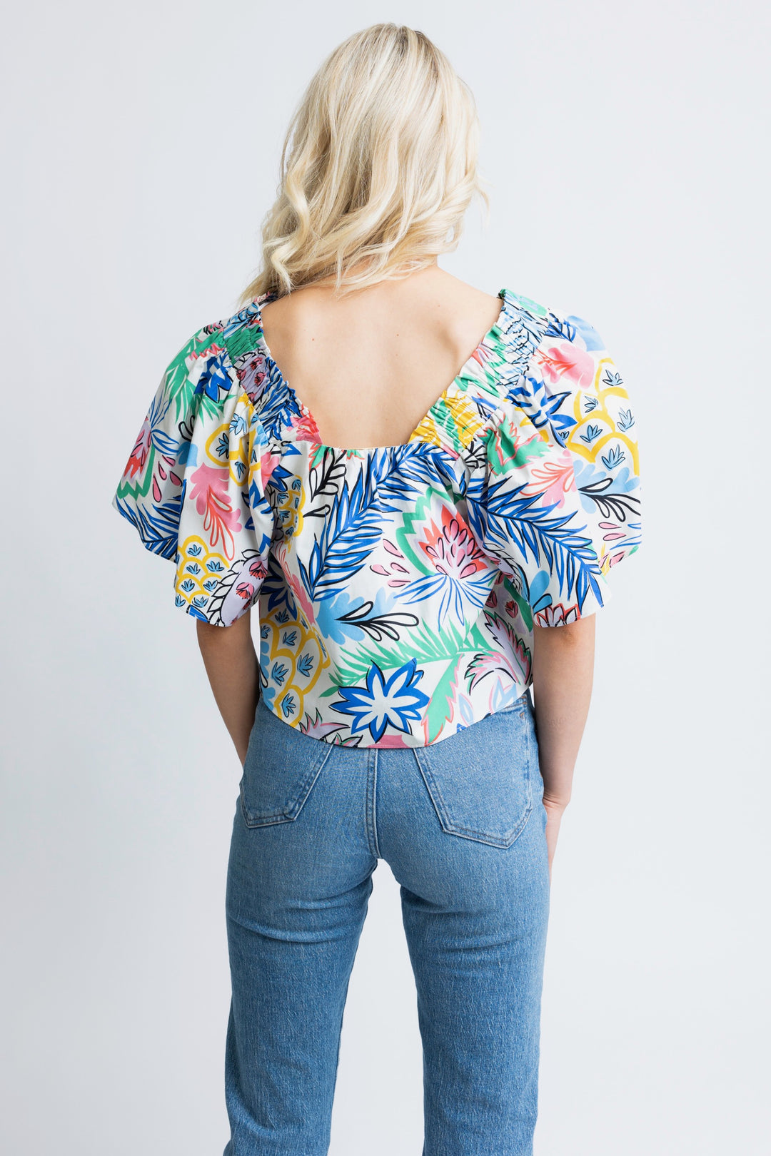 karlie palm print poplin top