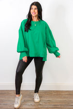 kelly green terry knit pullover