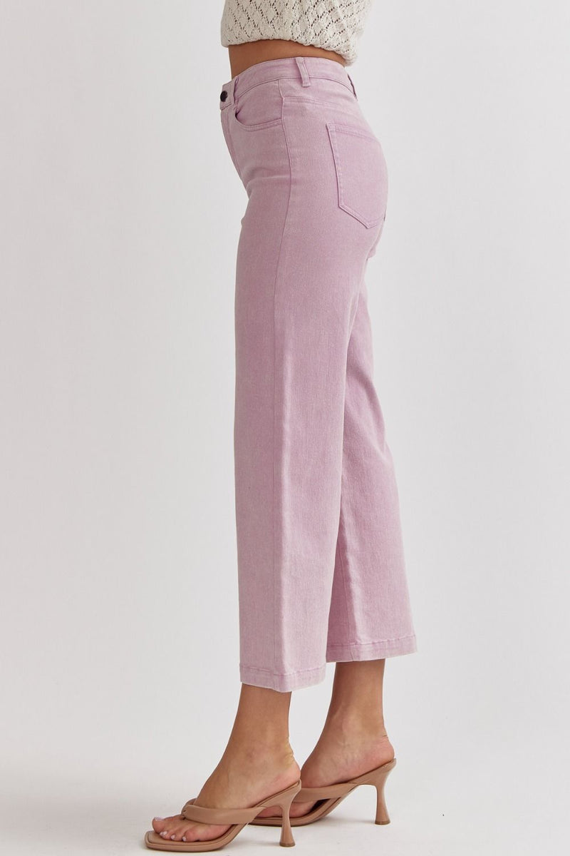 Lavender purple denim wide leg pants