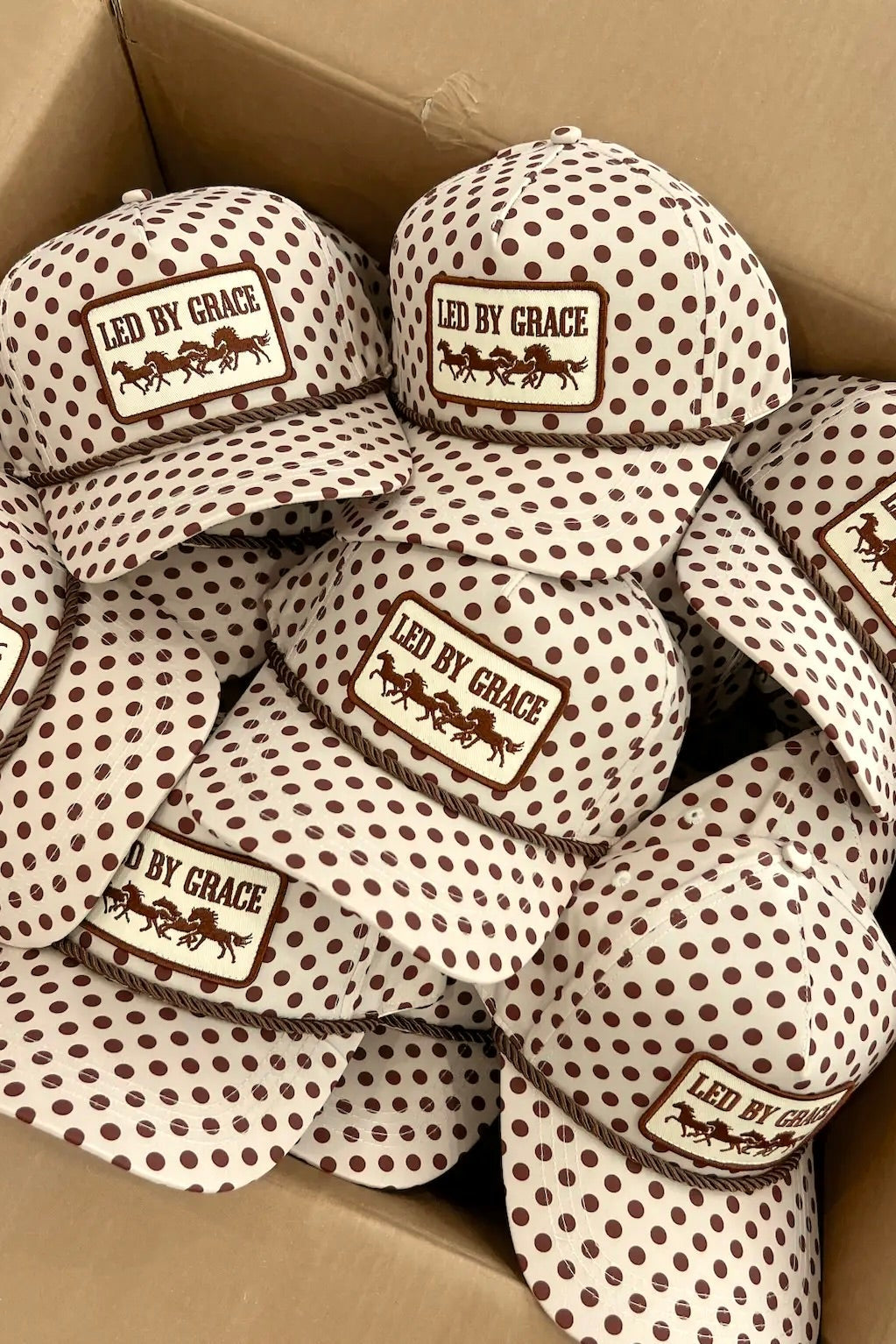 led by grace horses polka dot trucker hat