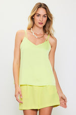 Skies Are Blue Eco friendly recycled poly double strap cami tank top in lemon