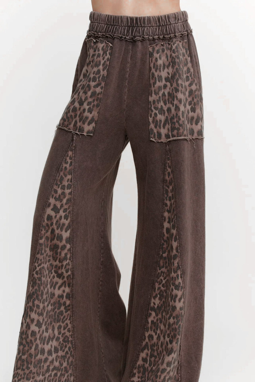 leopard print comfy flare knit pants j.her details