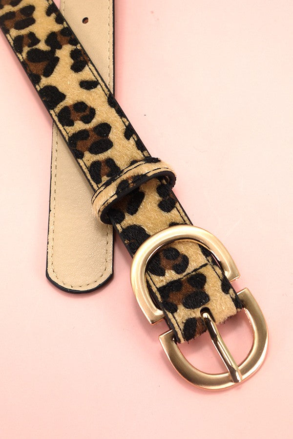 leopard print double buckle belt
