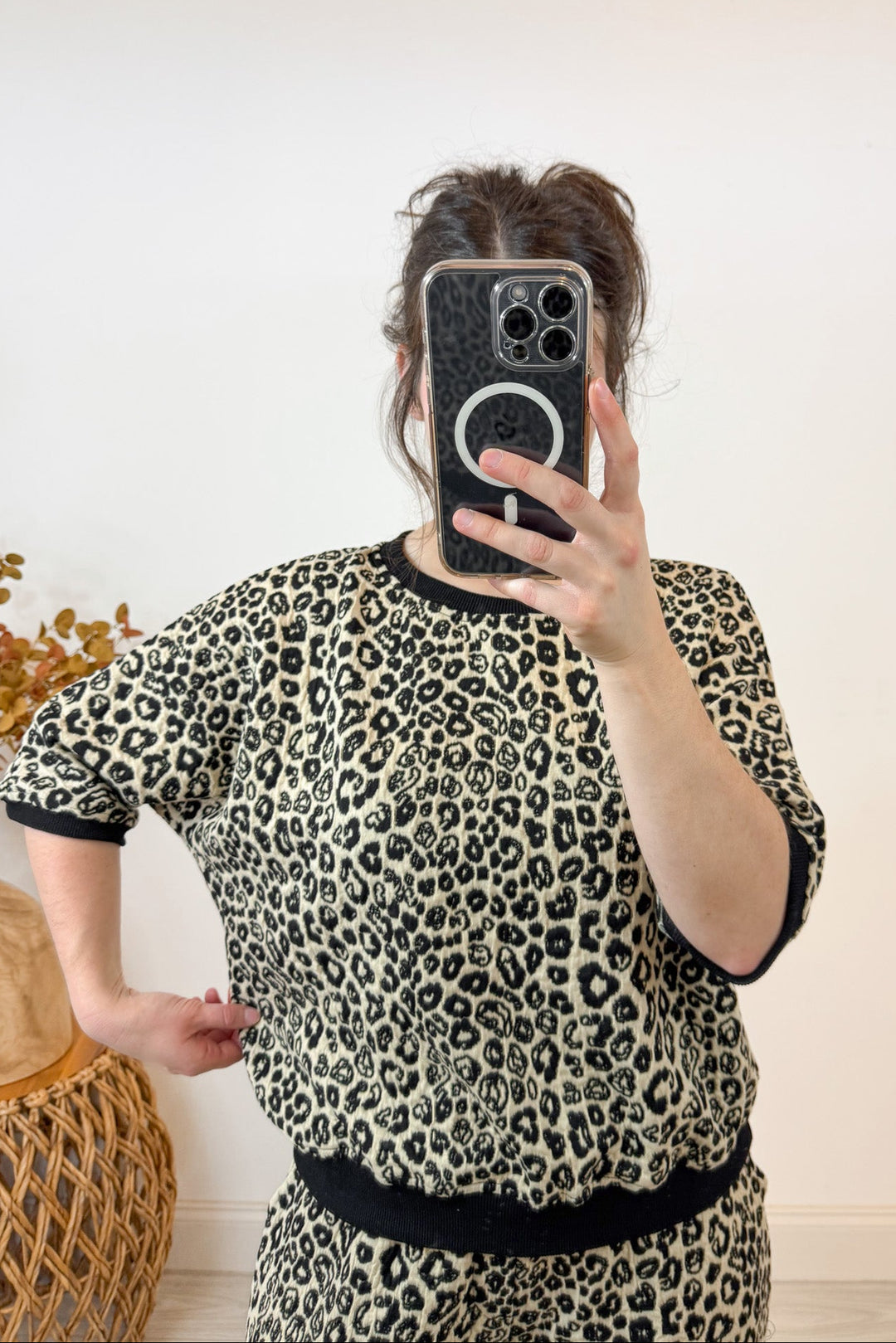 leopard print top knit