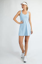 light blue tennis romper dress