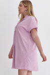 Entro Plus Lilac purple satin-like tunic dress with collar