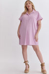 Entro Plus Lilac purple satin-like tunic dress with collar