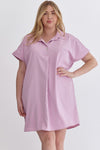 Entro Plus Lilac purple satin-like tunic dress with collar